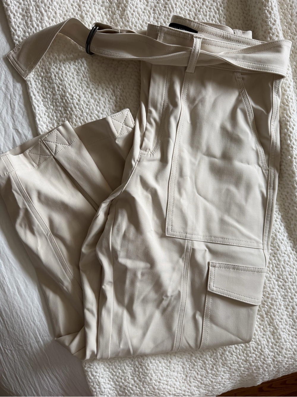 Banana Republic Cream Utility Cargo Track Pants with Belt